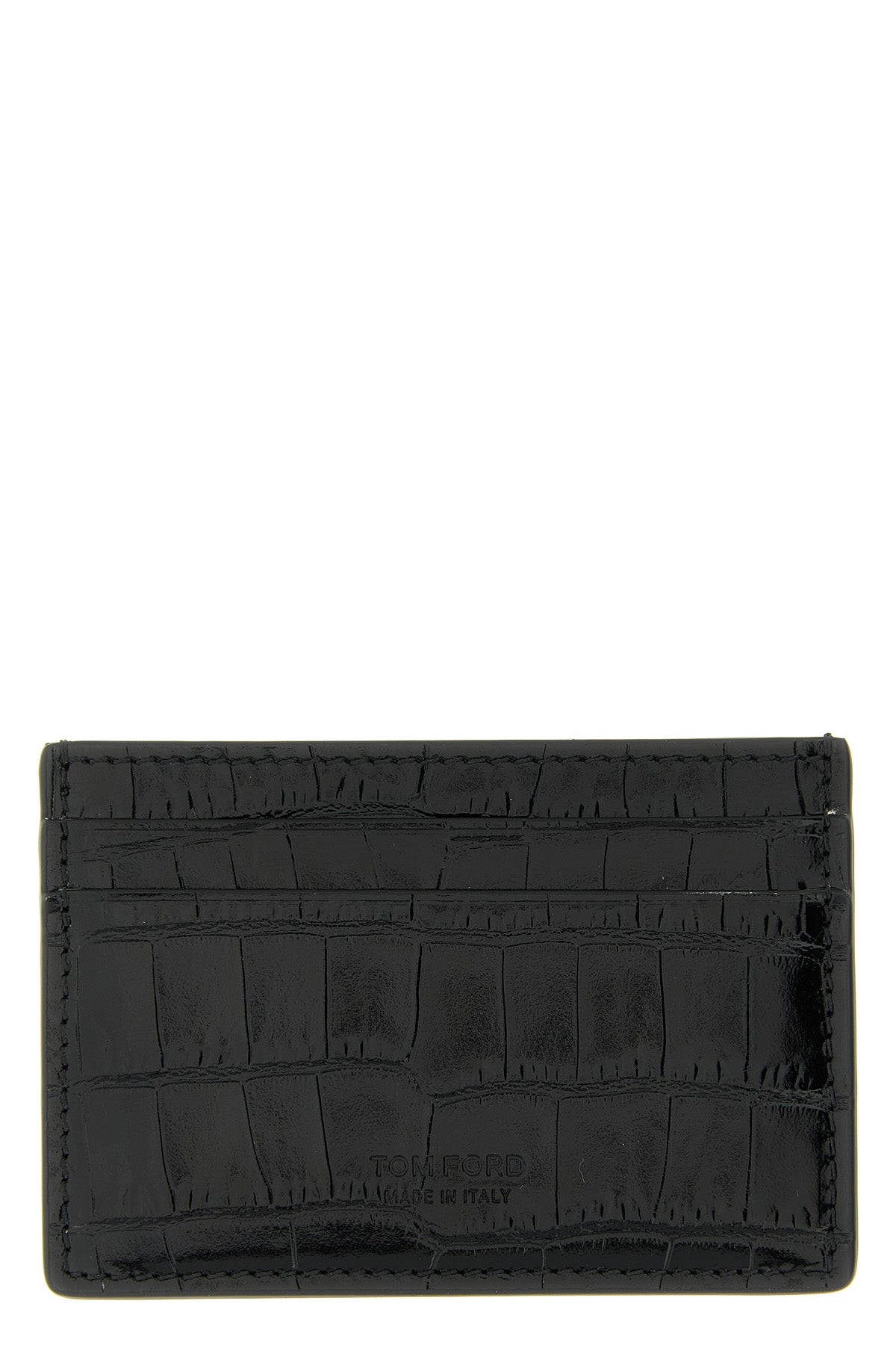 crocodile-print shiny leather cardholder