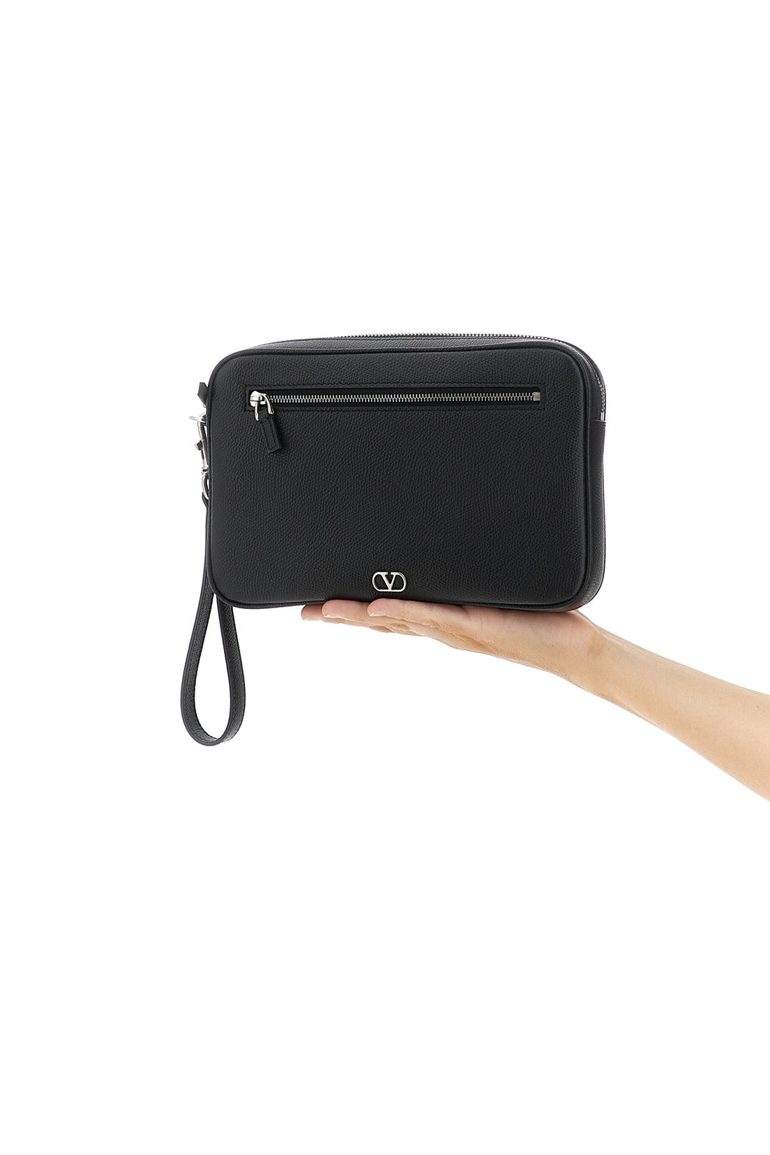 VALENTINO GARAVANI OS grained calf leather clutch bag