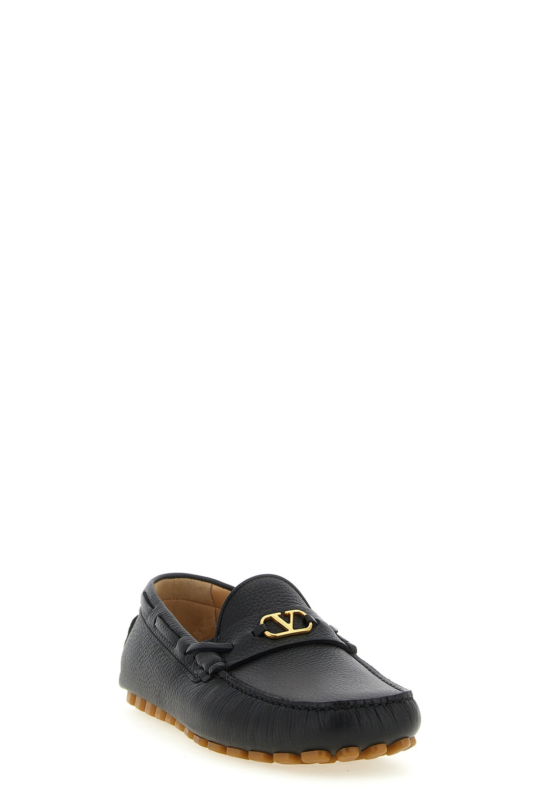 VALENTINO GARAVANI 40 driver fastaway hammered leather loafers