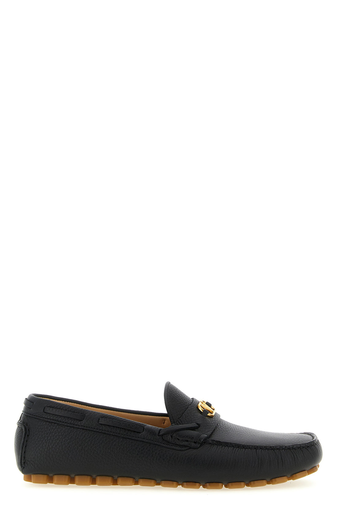 VALENTINO GARAVANI 40 driver fastaway hammered leather loafers