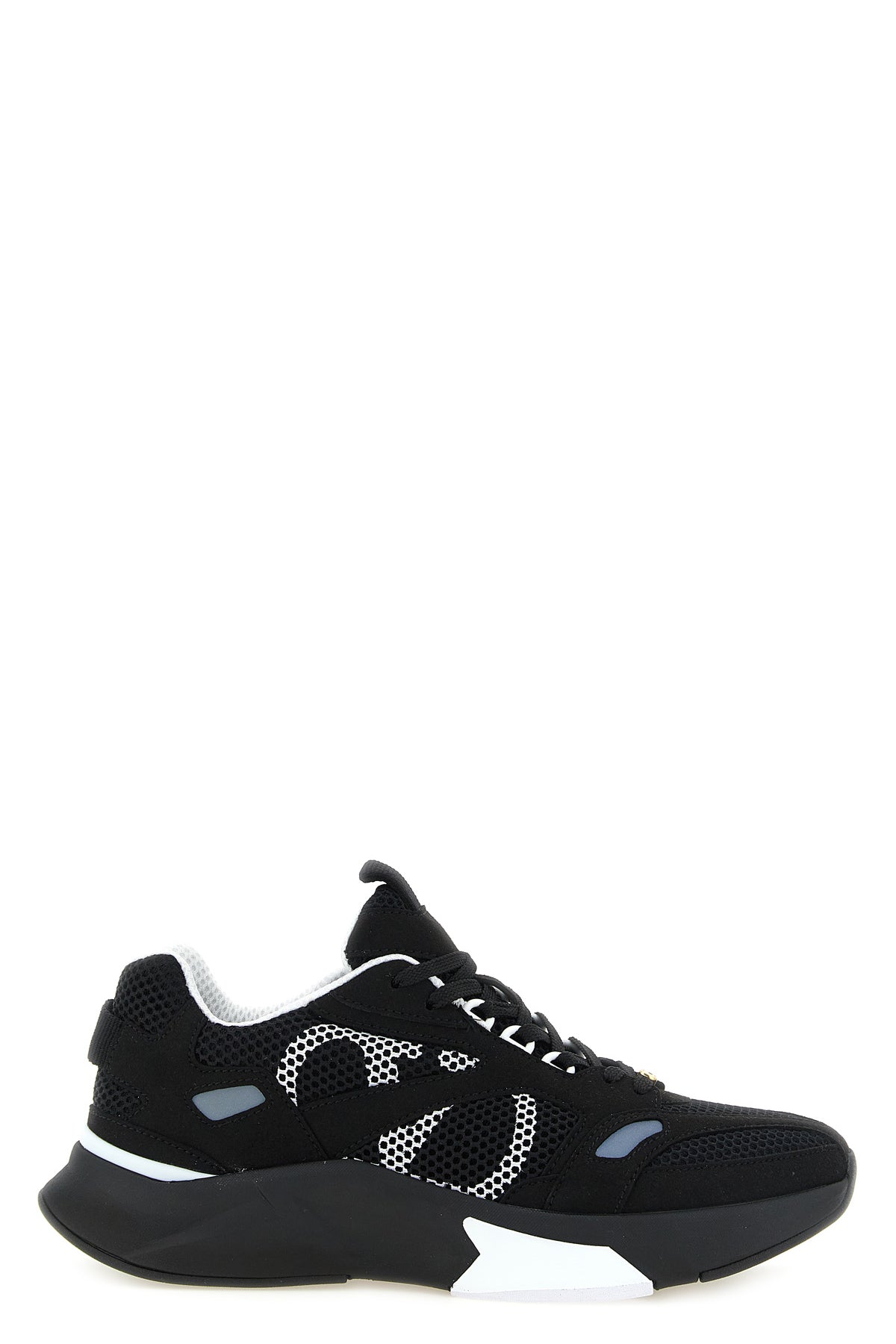 demivee sneakers in tone-on-tone mesh and suede fabric