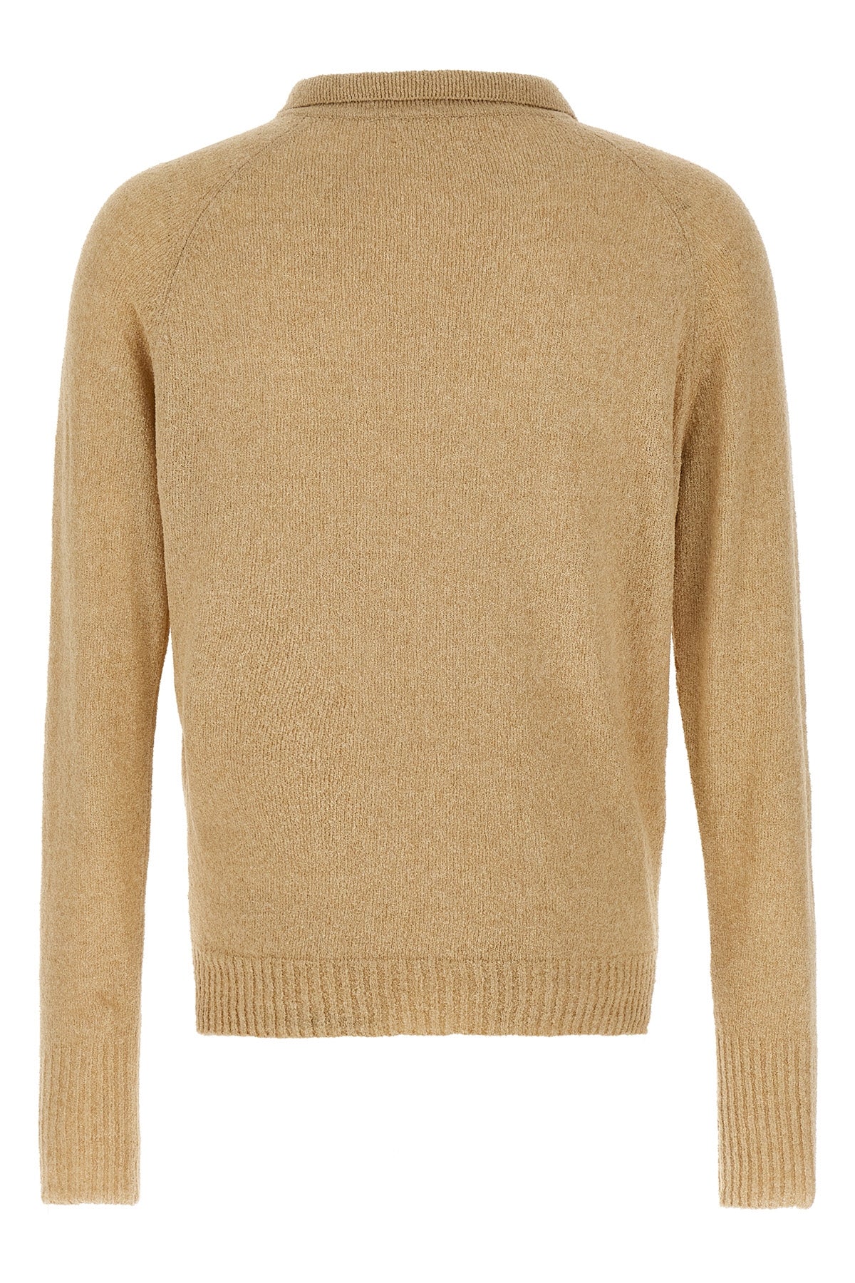 long-sleeved bouclé cotton polo shirt