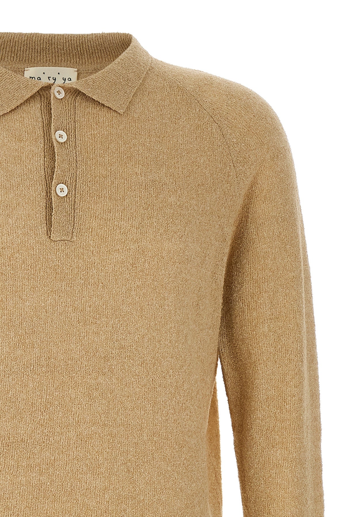 long-sleeved bouclé cotton polo shirt