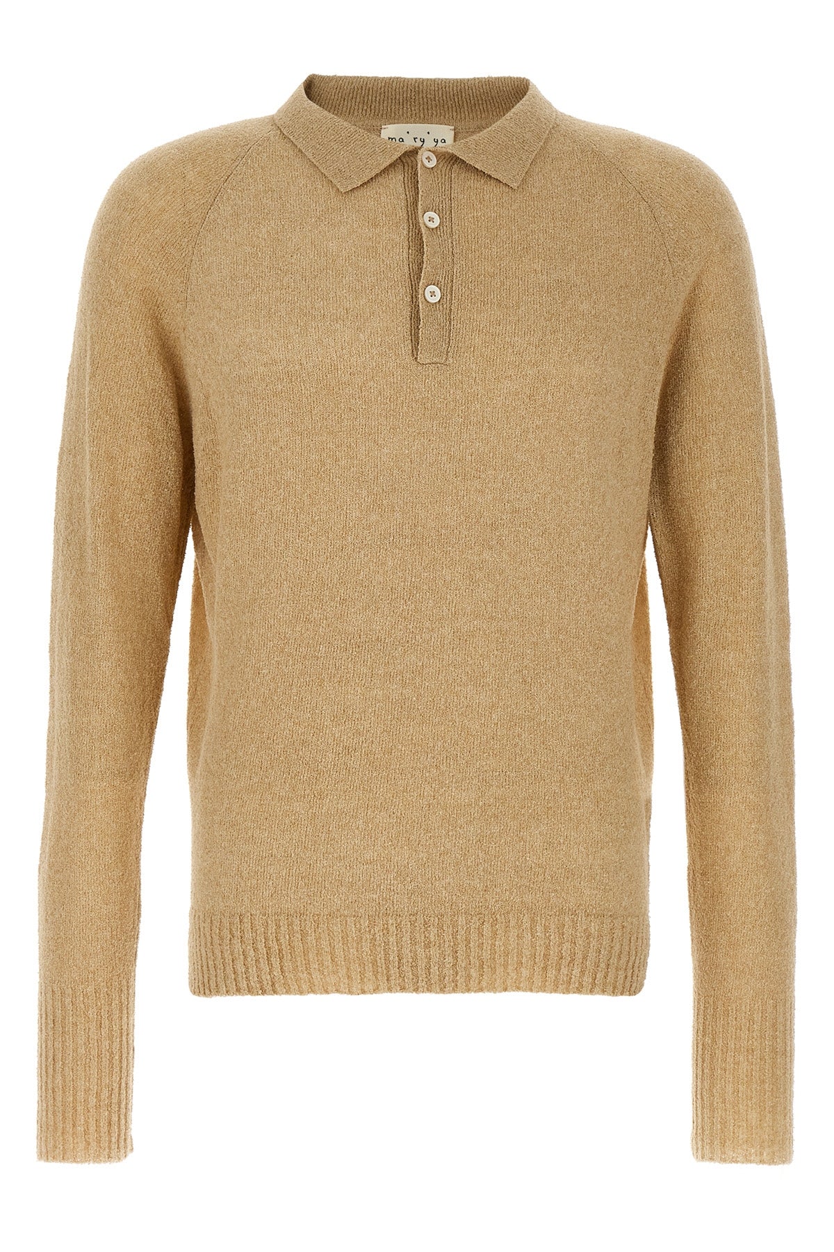 long-sleeved bouclé cotton polo shirt