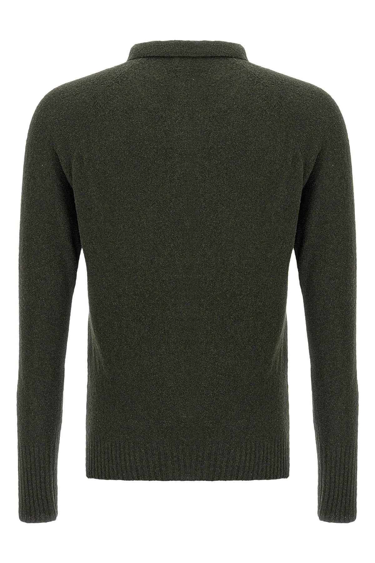 long-sleeved bouclé cotton polo shirt