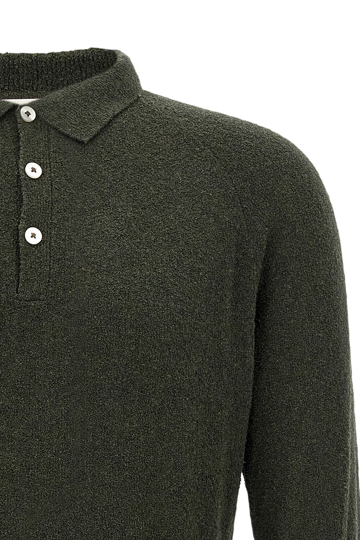 long-sleeved bouclé cotton polo shirt