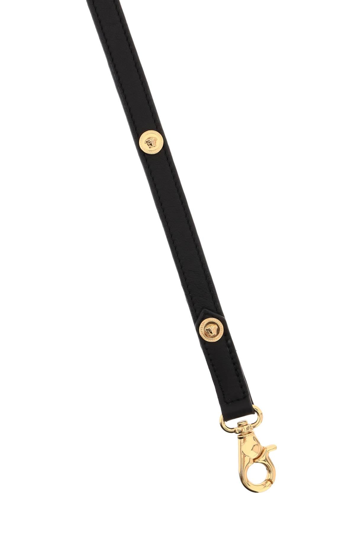 leather leash with medusa studs