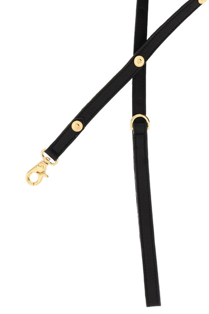 leather leash with medusa studs