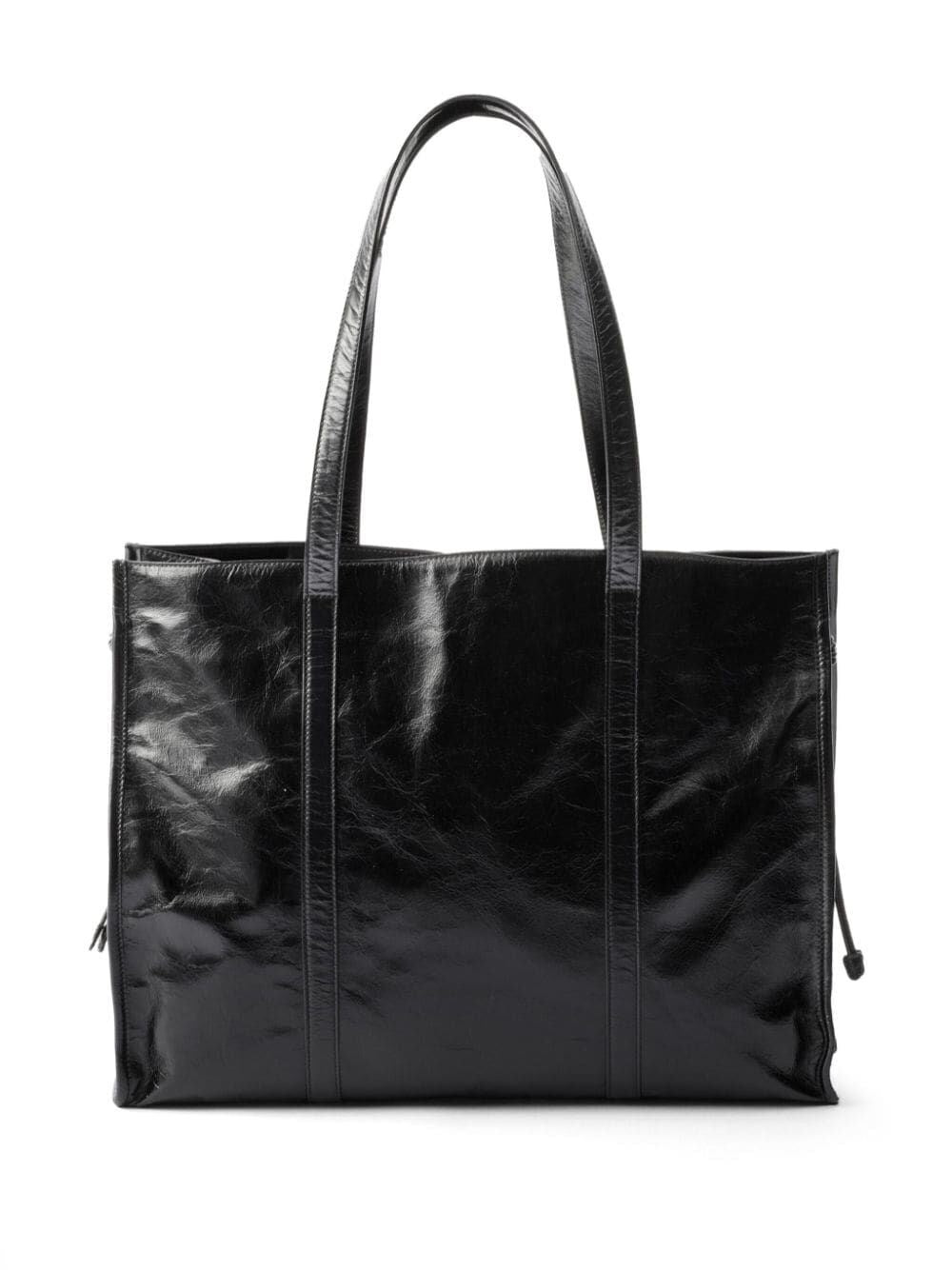 large glossy finish leather tote bag