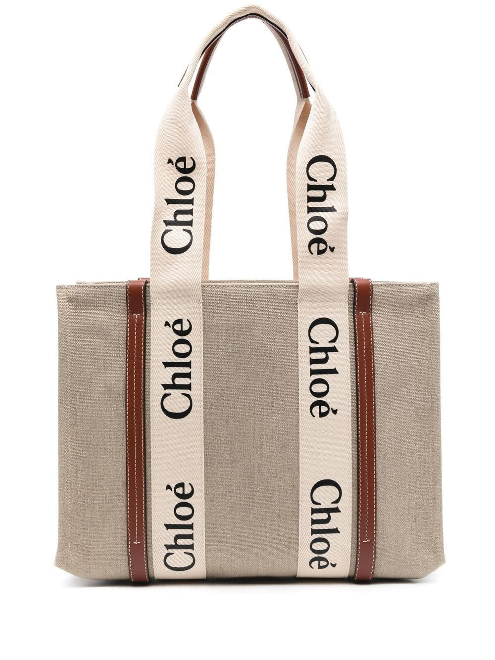 Chloé Woody Tote Bag In Linen