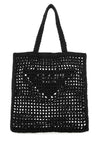 Logo Embroidered Crochet Raffia Tote
