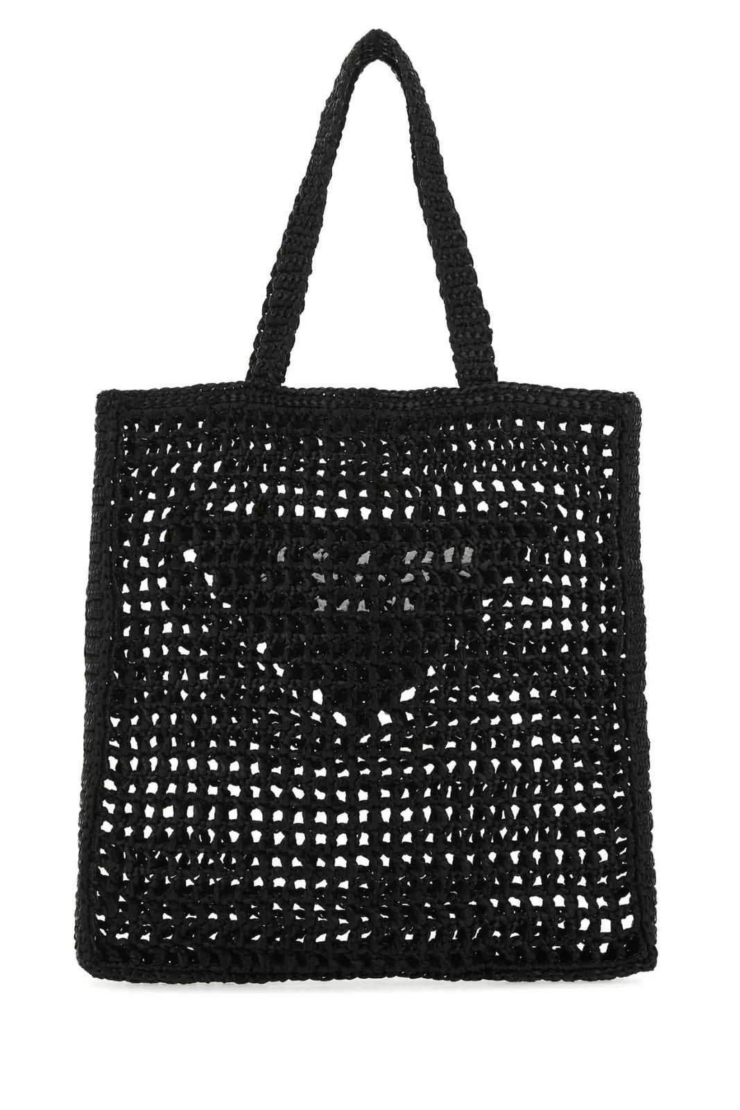 Logo Embroidered Crochet Raffia Tote