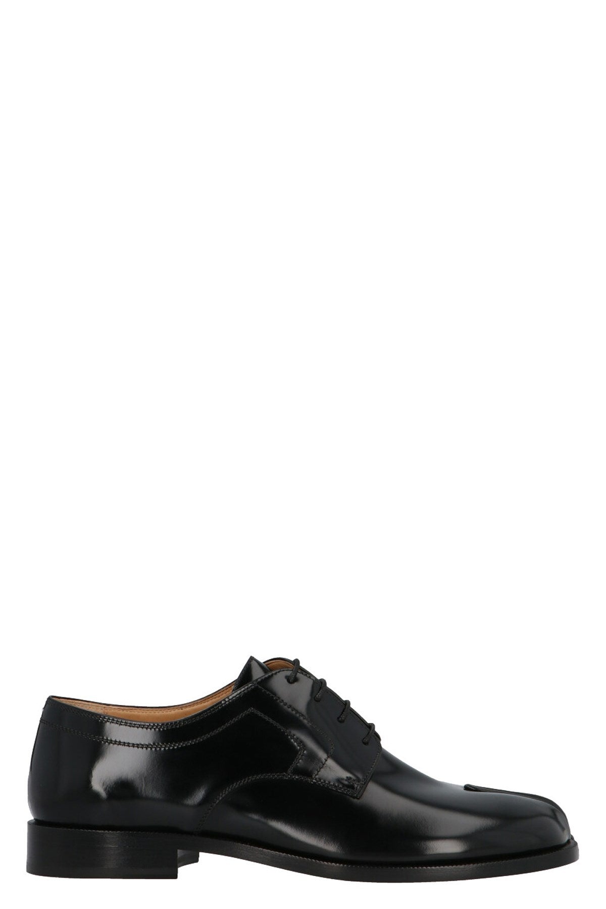 black brushed leather tone on tone lace up