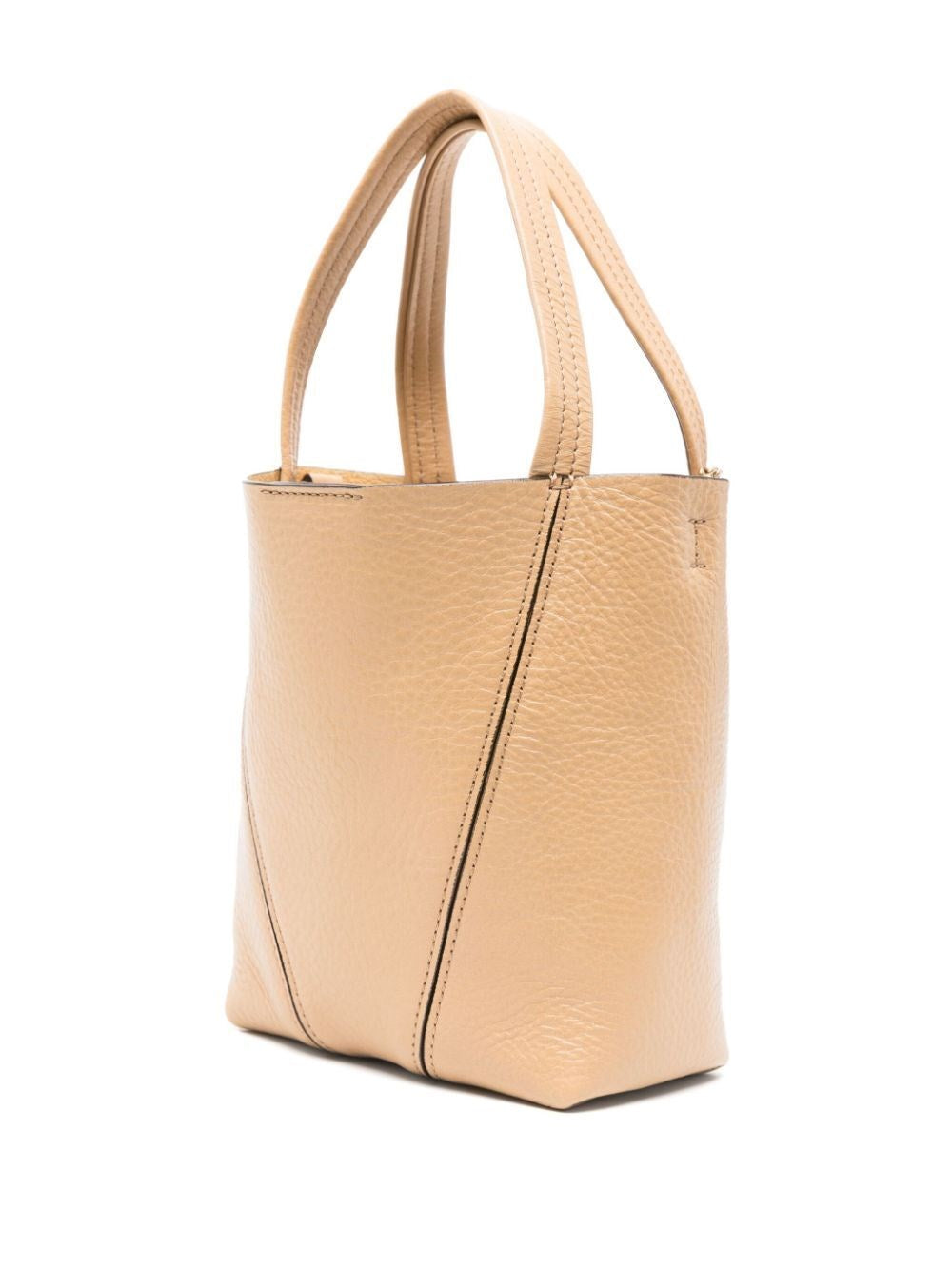 small chloé spin tote bag in grained leather