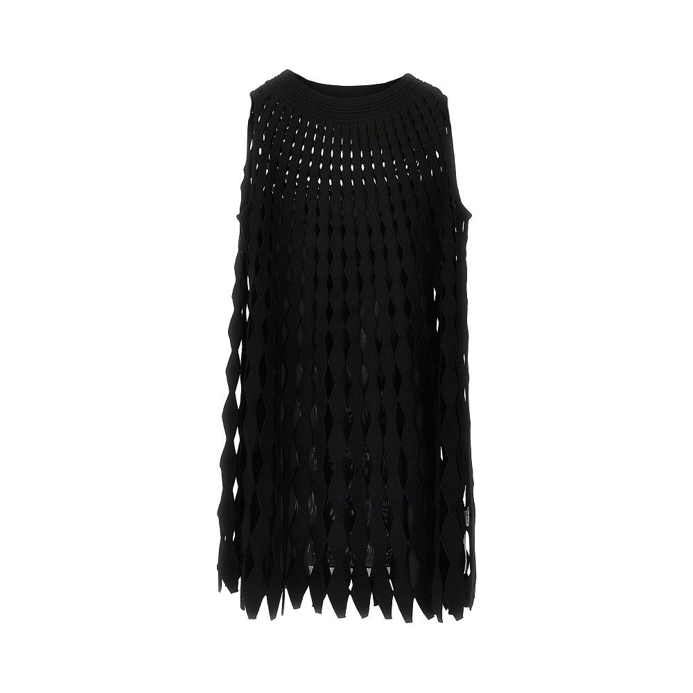 openworked knit mini dress