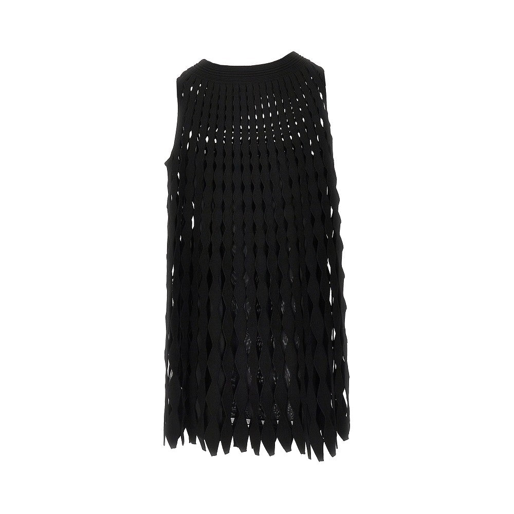 openworked knit mini dress