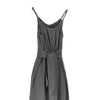 twill long dress with belt