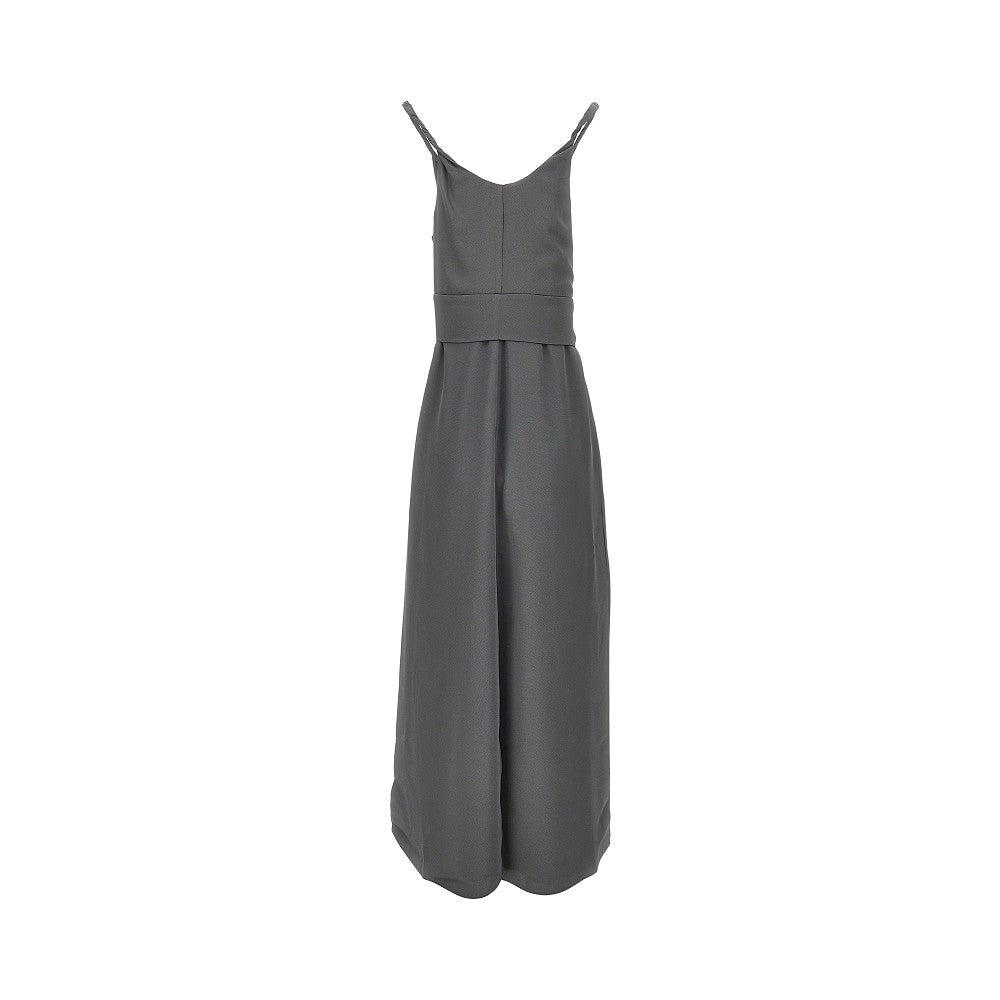 twill long dress with belt