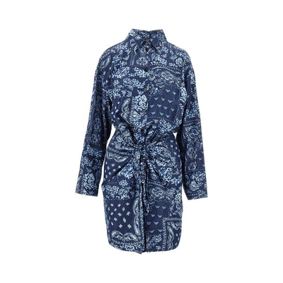 bandana print chambray mini dress