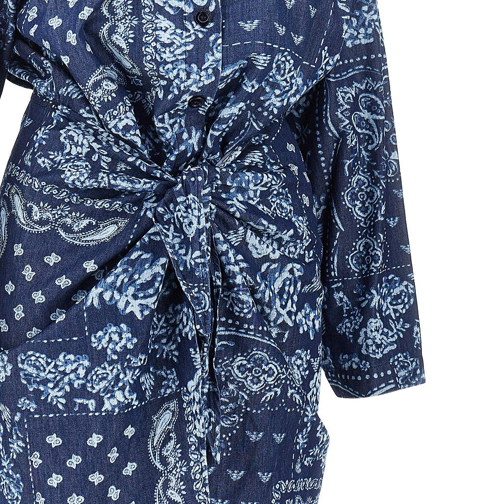 bandana print chambray mini dress
