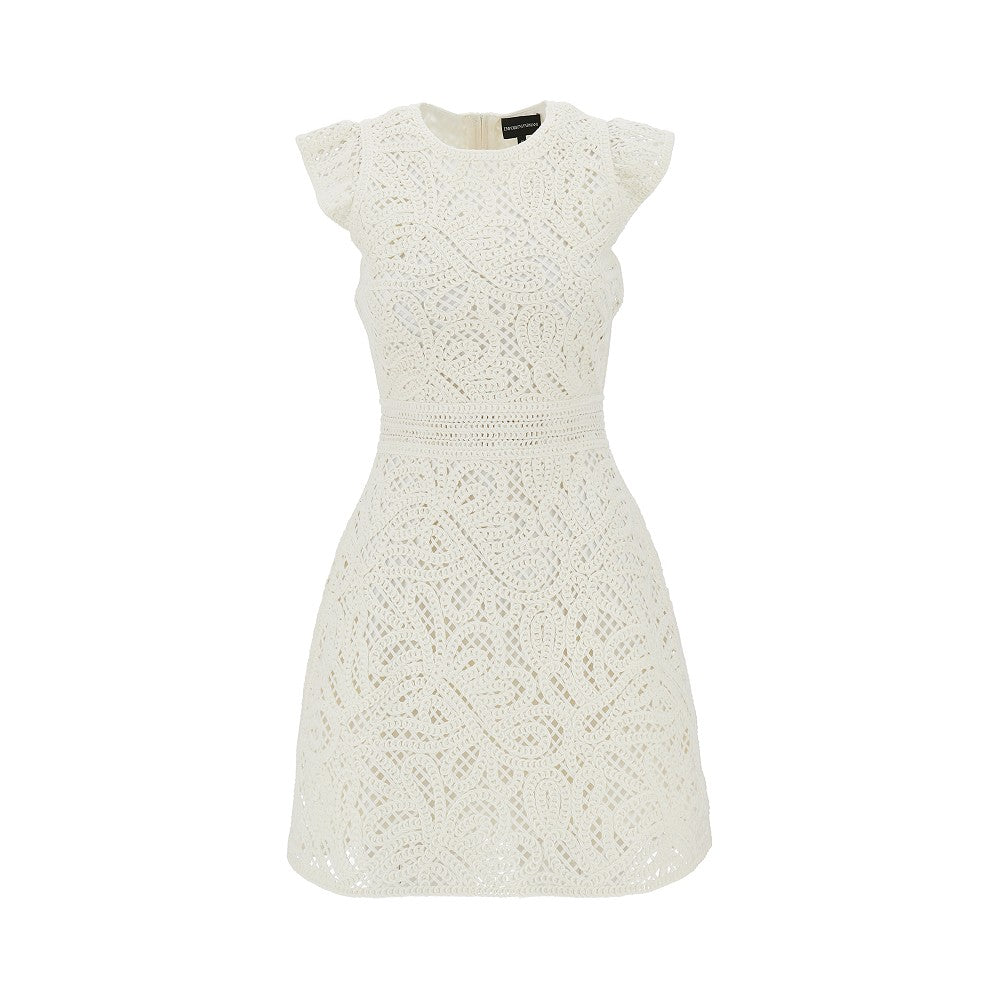 EMPORIO ARMANI 40 cornely embroidered fabric mini dress