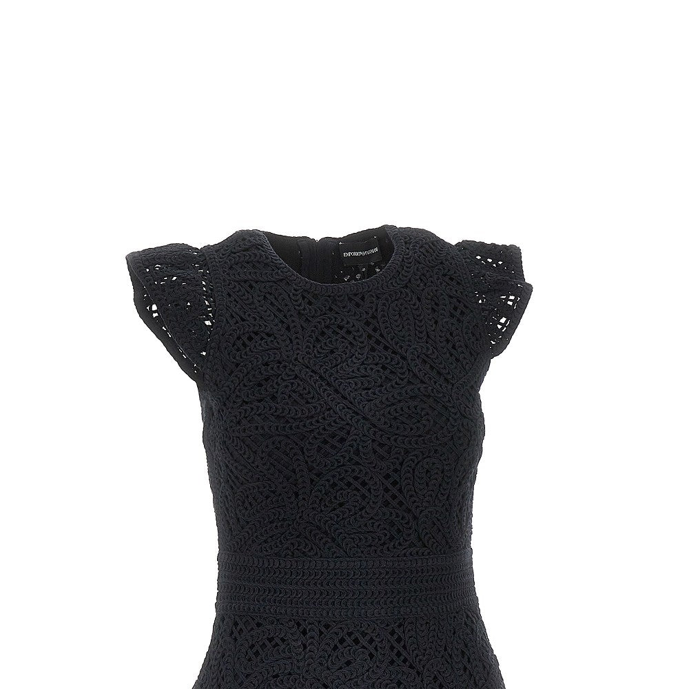 EMPORIO ARMANI 40 cornely embroidered fabric mini dress