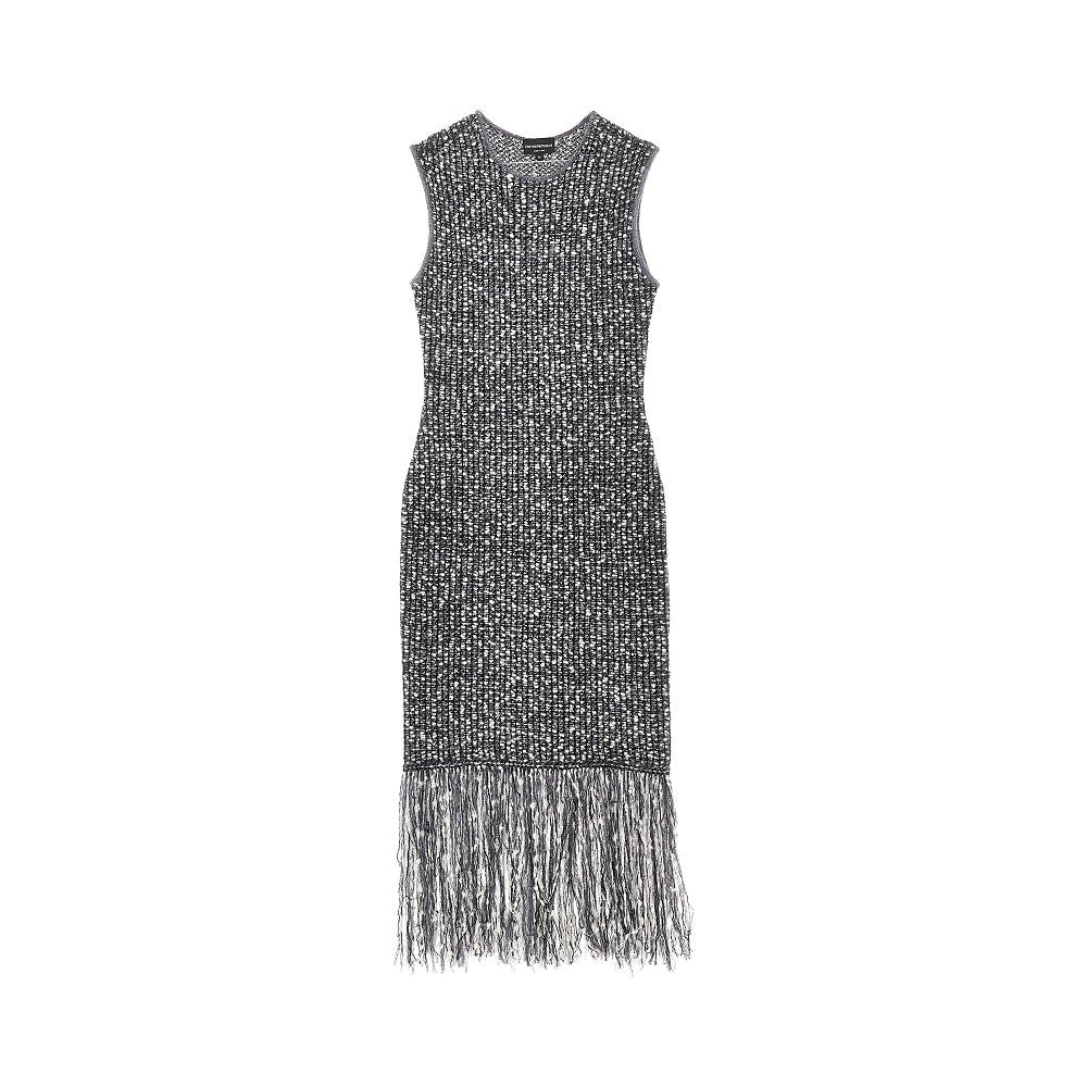 EMPORIO ARMANI 40 fringed knit midi dress