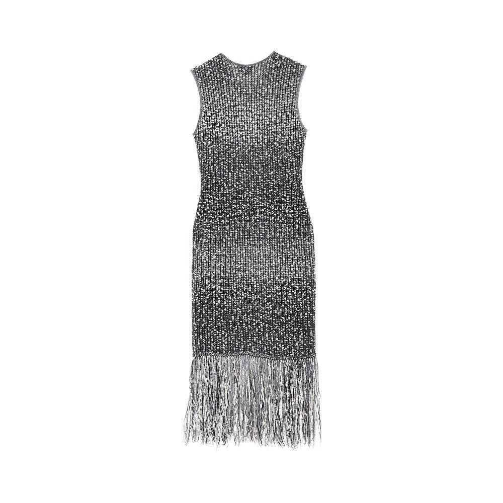 fringed knit midi dress