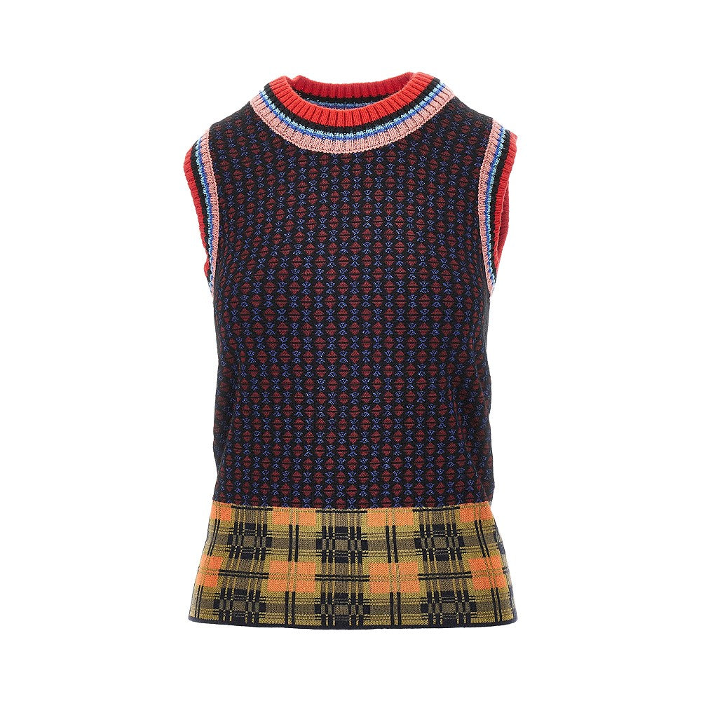 jacquard wool-blend vest