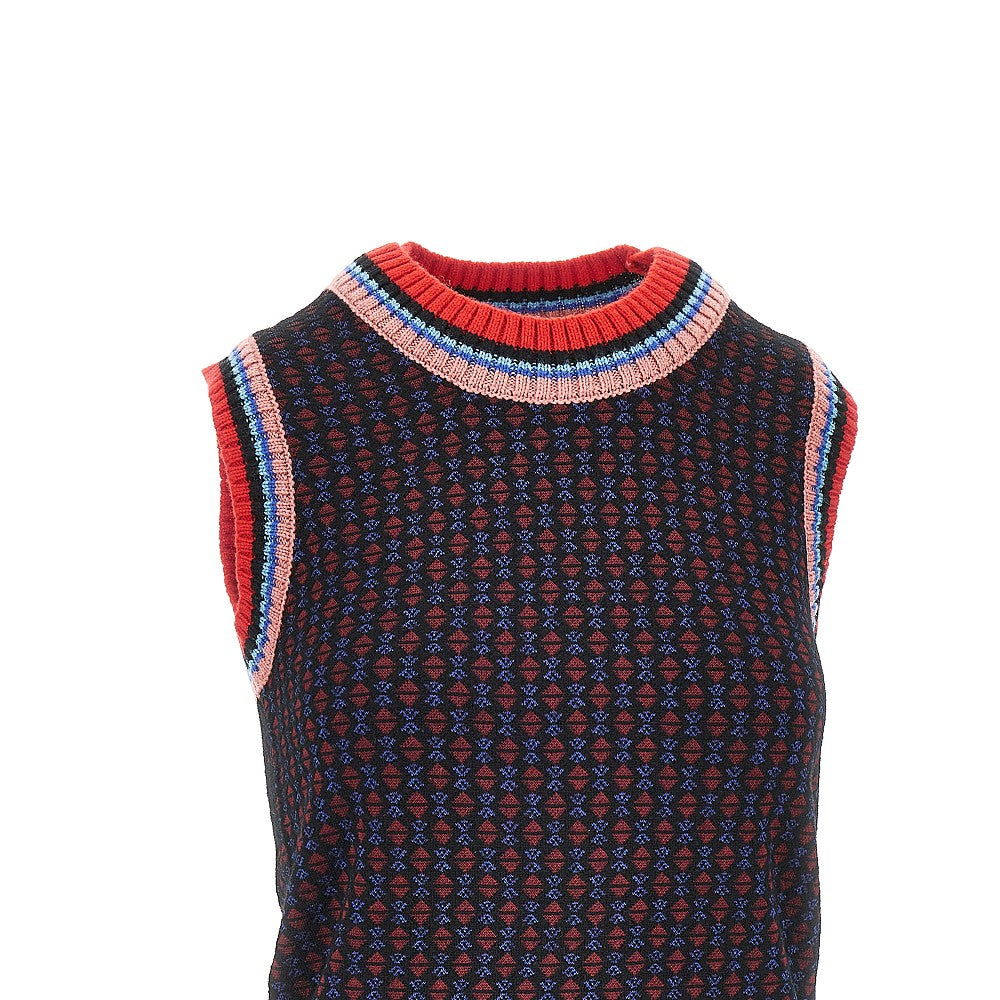 jacquard wool-blend vest