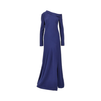 asymmetrical neckline long dress