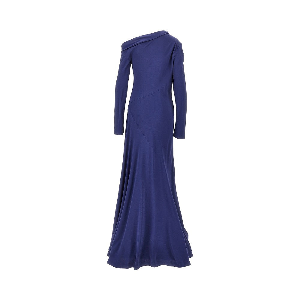 asymmetrical neckline long dress