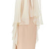enver satin long dress with chiffon cape