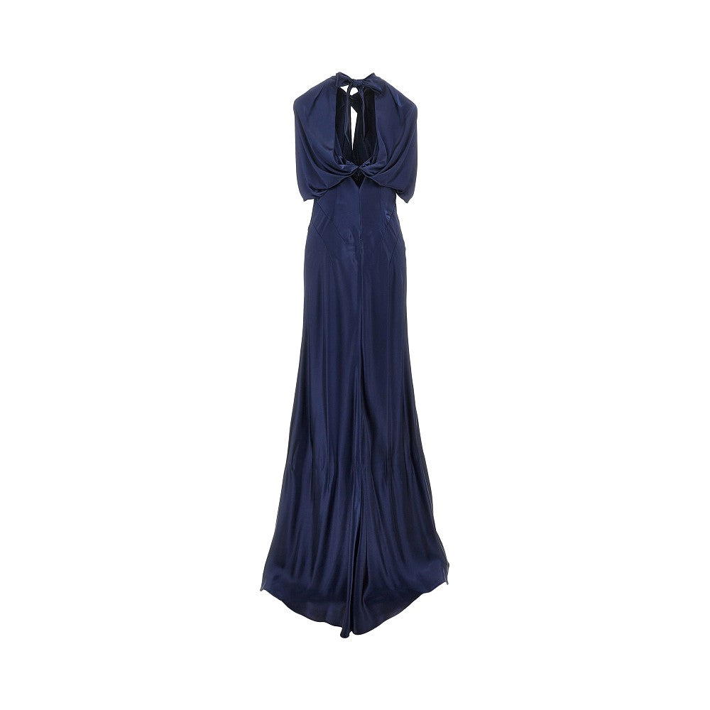 ALBERTA FERRETTI 46 satin long dress with cape