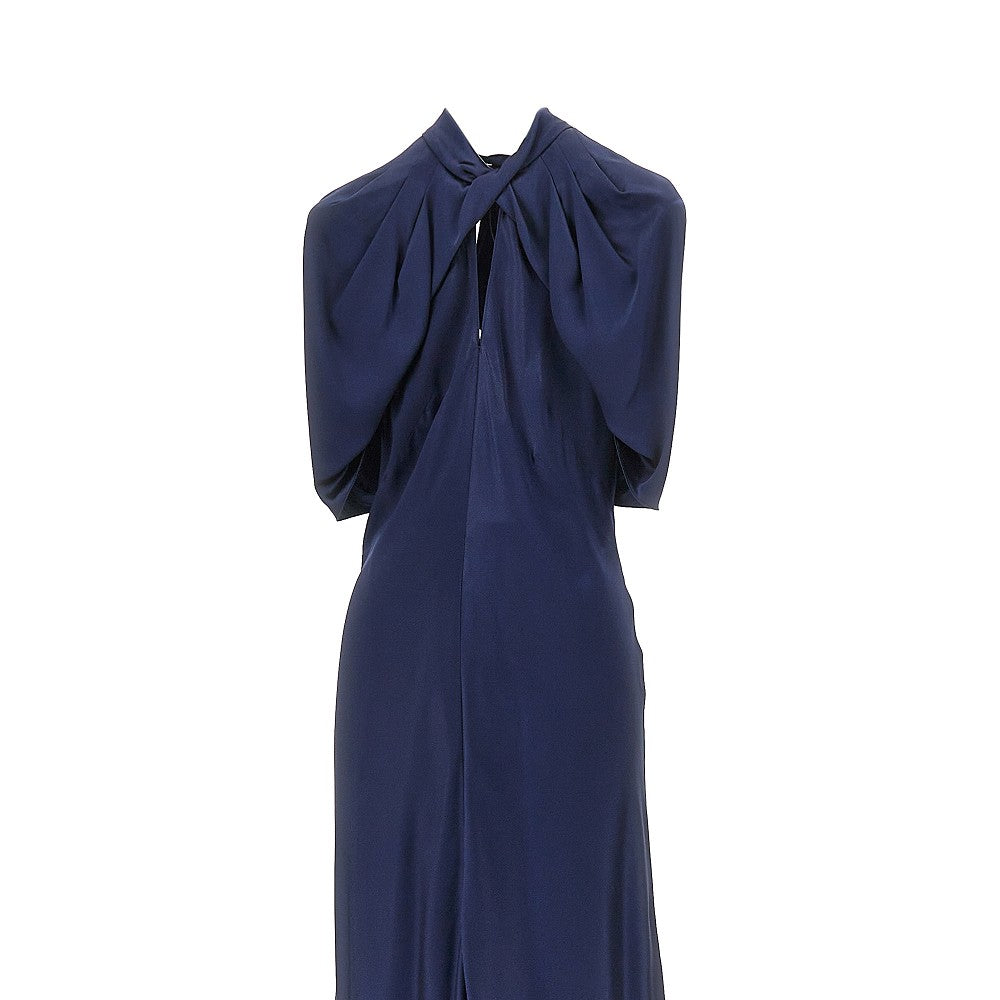 satin long dress with cape