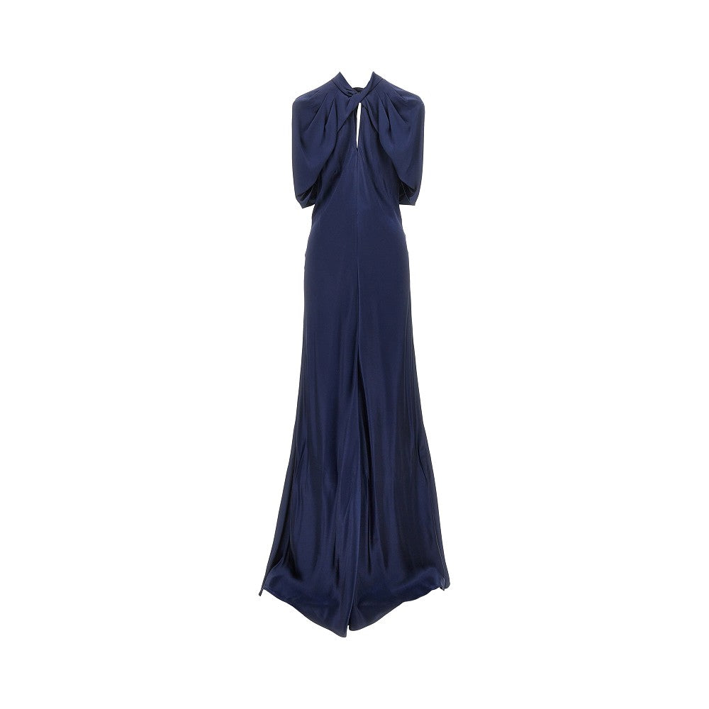 satin long dress with cape