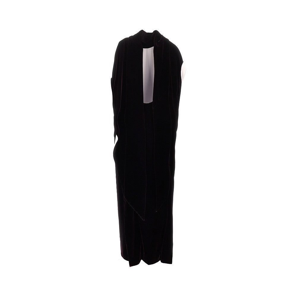 long velvet dress with cape detail