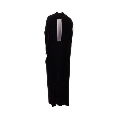 long velvet dress with cape detail
