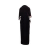 long velvet dress with cape detail