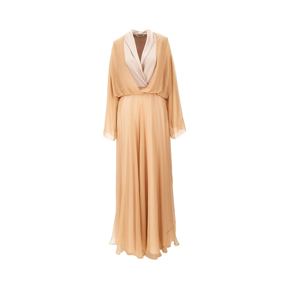 ALBERTA FERRETTI 46 chiffon and satin maxi dress