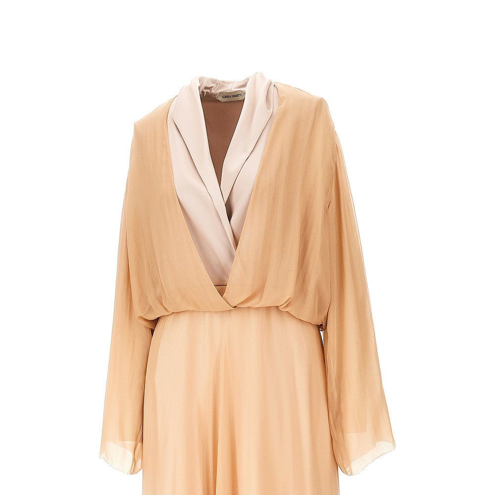 ALBERTA FERRETTI 46 chiffon and satin maxi dress