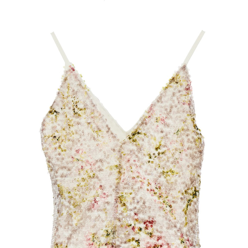floral sequinned dress