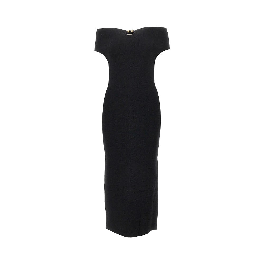 knitted midi dress with metal detail