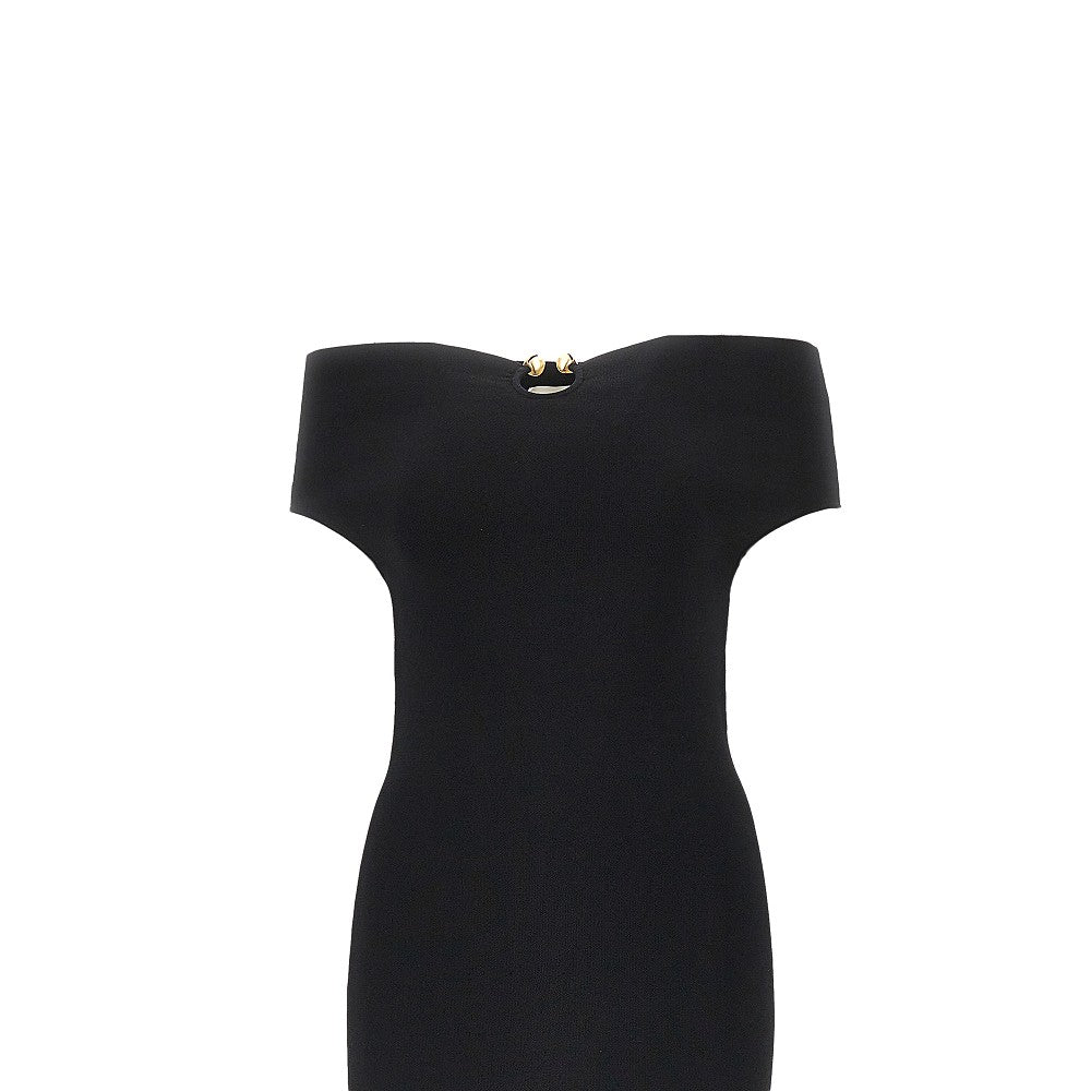 knitted midi dress with metal detail