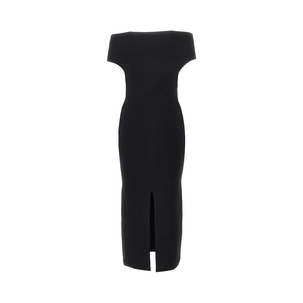 knitted midi dress with metal detail