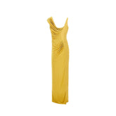 VERSACE 42 draped satin long dress