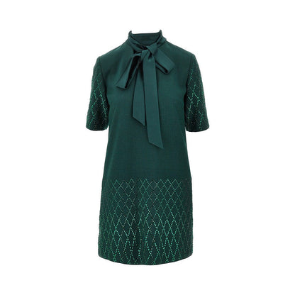 PINKO 40 strass-embellished mini dress with scarf neck