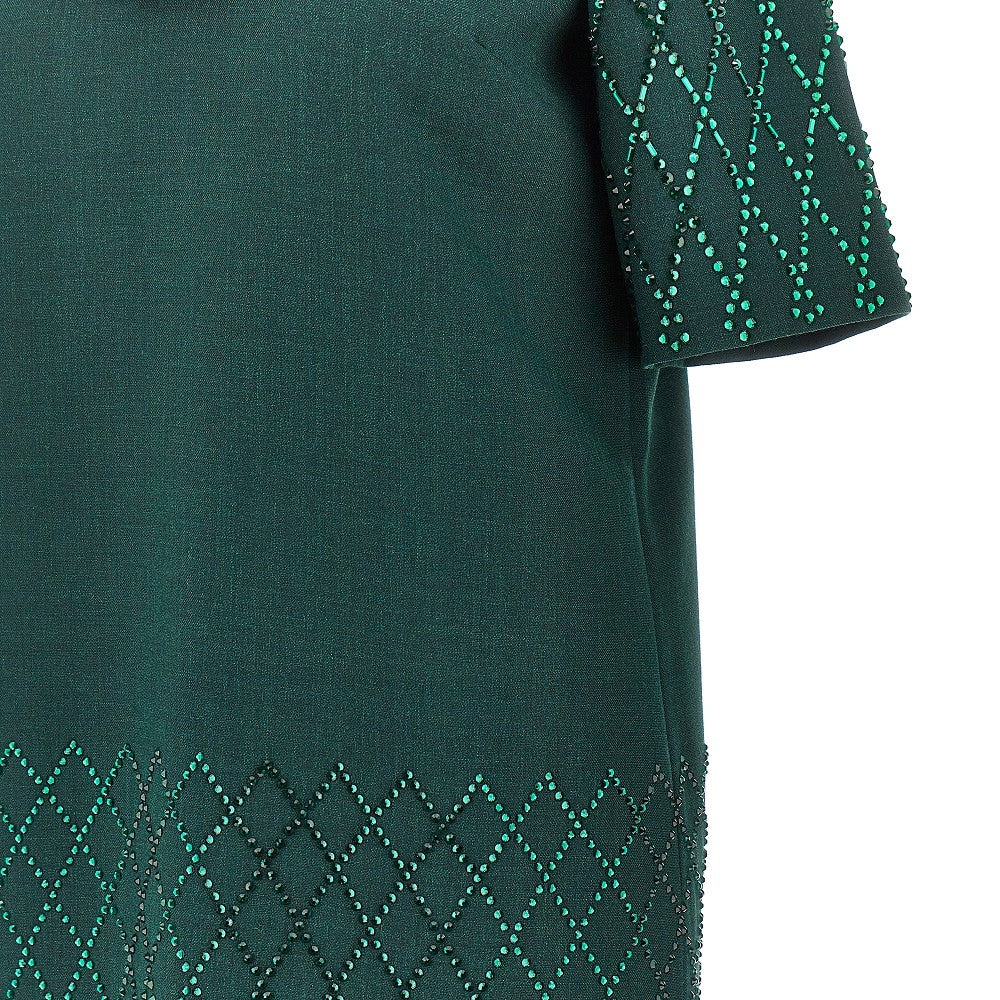 PINKO 40 strass-embellished mini dress with scarf neck