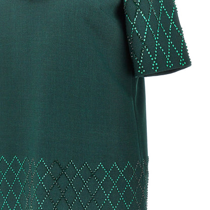 PINKO 40 strass-embellished mini dress with scarf neck