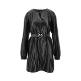 PINKO XS faux nappa leather mini dress with belt